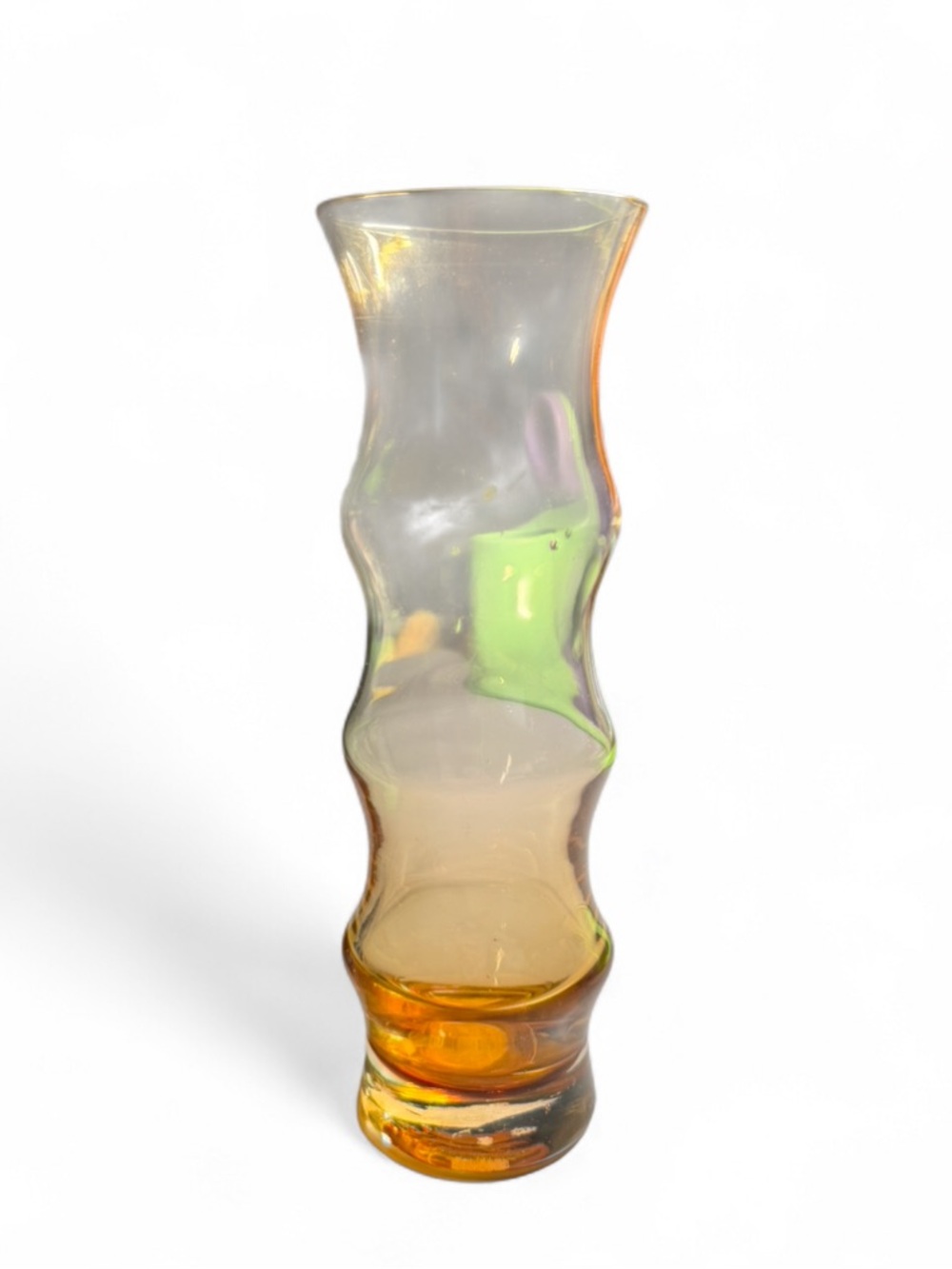 Amber Glass Bamboo Vase Bo Borgstrom Aseda Art Glass Scandinavian Vintage